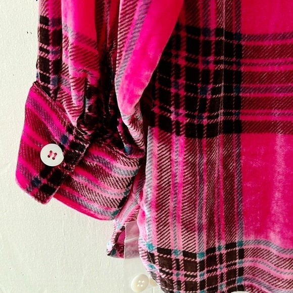 Soft Surroundings Silk-Blend Pink Plaid Button Front Shirt Size XXSP - Picture 5 of 11